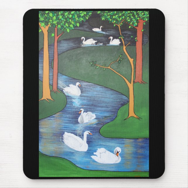 A Flock of Seven Swans-A-Swimming  Mouse Pad (Front)