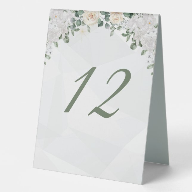 A Floral Affair Wedding Table Numbers Tent (Front)