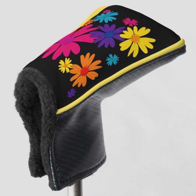 A floral bed of daisy flowers  golf head cover (3/4 Front)