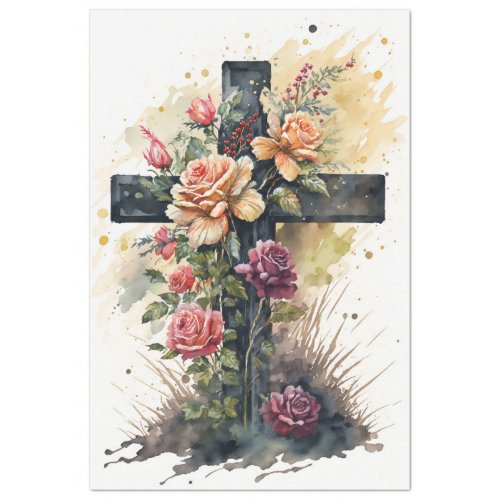 A Floral Cross Series Design 10 Tissue Paper