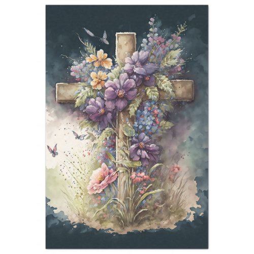 A Floral Cross Series Design 4 Tissue Paper