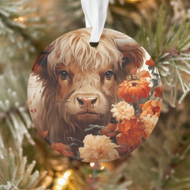 A Floral Highland Cow Series Design 1 Ornament (Tree)