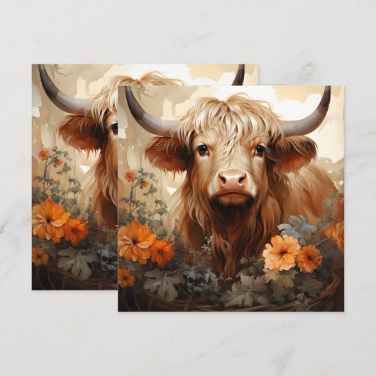 A Floral Highland Cow Series Design 2 (Front/Back)