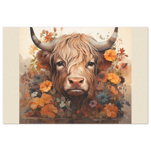 A Floral Highland Cow Series Design 3 Tissue Paper