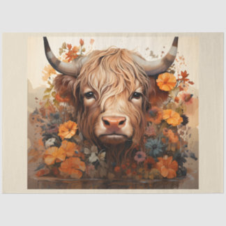 A Floral Highland Cow Series Design 3 Tissue Paper