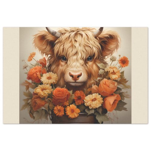 A Floral Highland Cow Series Design 5 Tissue Paper