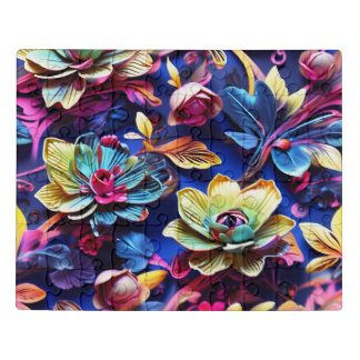 A floral jigsaw puzzle in vibrant colors.