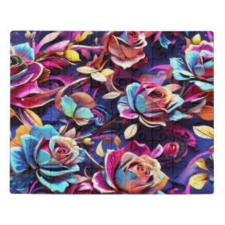 A floral jigsaw puzzle in vibrant colors.