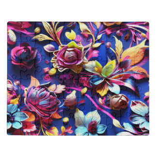 A floral jigsaw puzzle in vibrant colors.