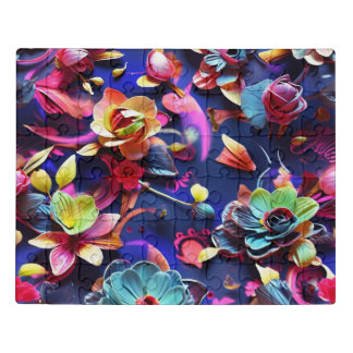 A floral jigsaw puzzle in vibrant colors.