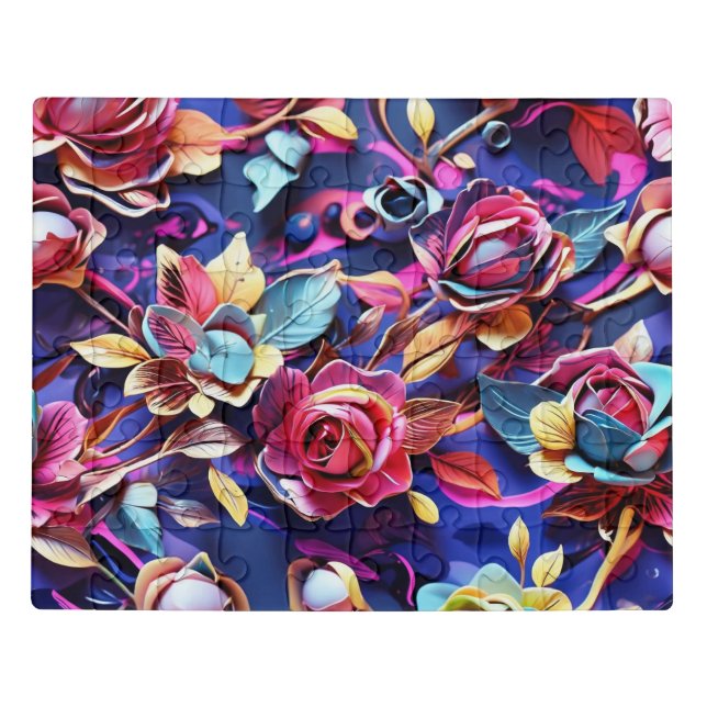 A floral jigsaw puzzle in vibrant colors. (Puzzle Horizontal)