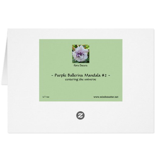 a floral mandala card for centering (Back Horizontal)