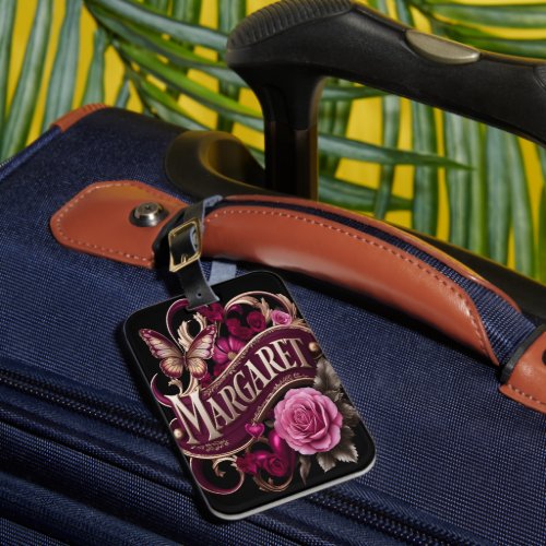 A Floral Nameplate for Margaret Luggage Tag