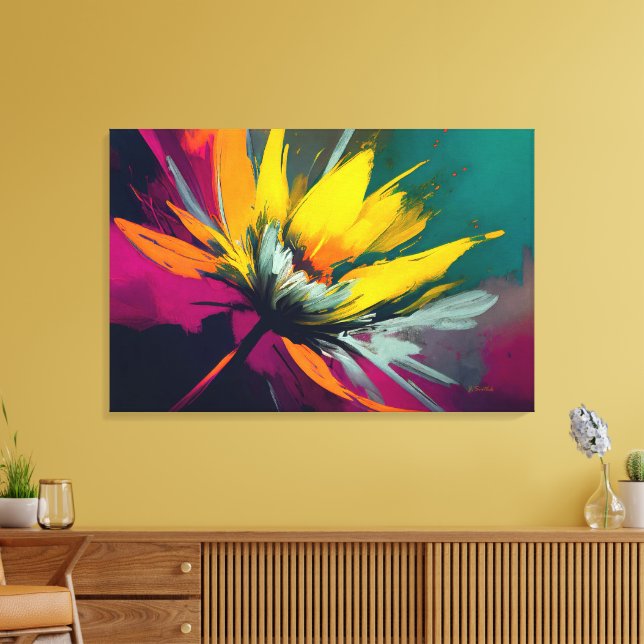 A Floral Odyssey – Expressive Bloom In Motion Canvas Print (Insitu(LivingRoom))