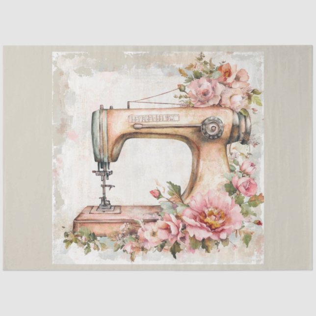 A Floral Sewing Machine  Series Design #17 Tissue Paper (Front)