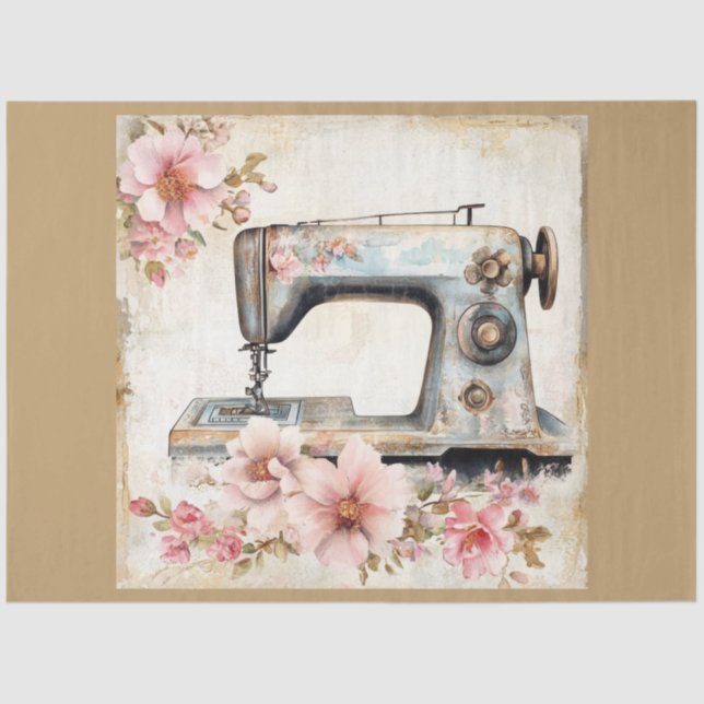 A Floral Sewing Machine  Series Design #20 Tissue Paper (Front)