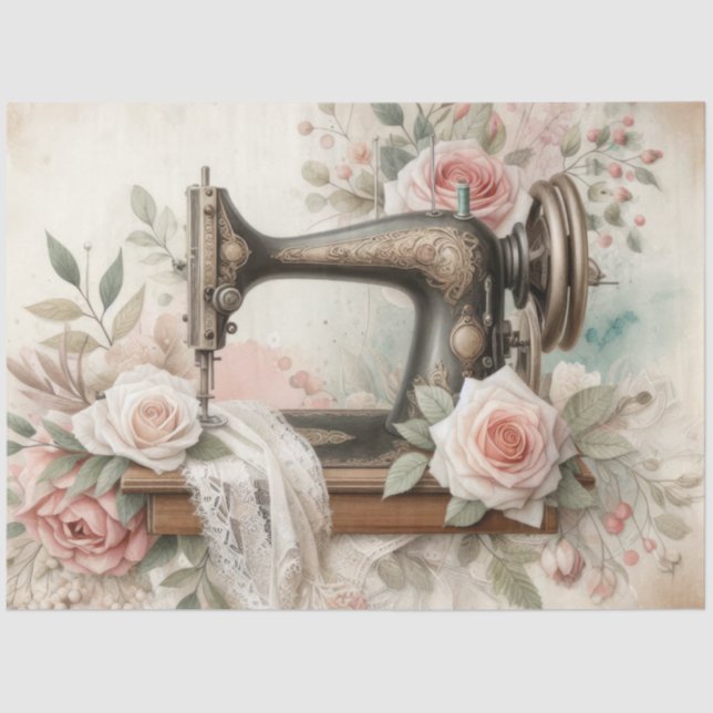 A Floral Sewing Machine  Series Design #2 Tissue Paper (Front)