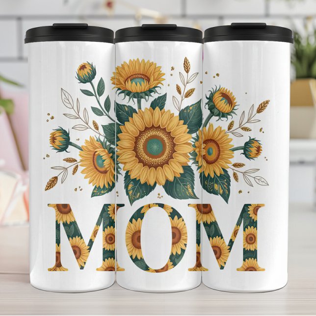 A Floral Sunflower Mom Greeting Thermal Tumbler (Creator Uploaded)