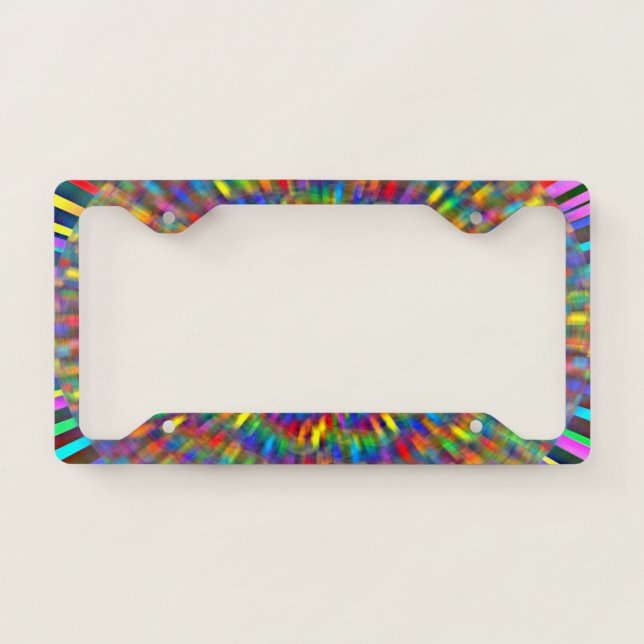 A Floral Tie Dye License Plate Frame (Front)