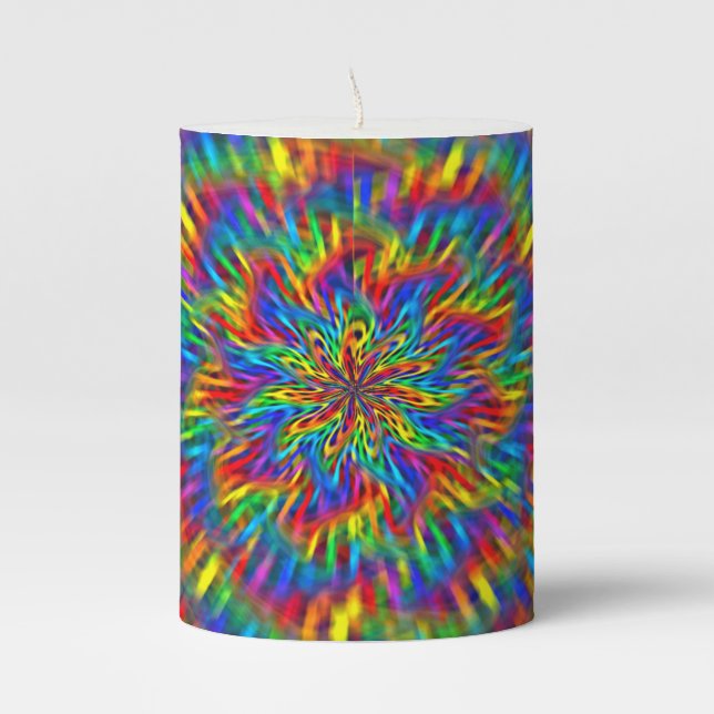 A Floral Tie Dye Pillar Candle (Front)