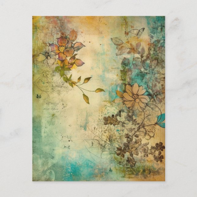 A Floral Vintage Style Scrapbook Paper (Front)