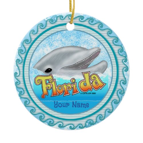 A Florida Dolphin Ceramic Ornament