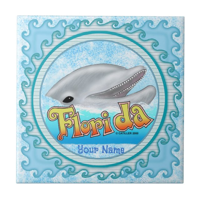 A Florida Dolphin Ceramic Tile (Front)