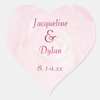 A Flower For My Love Custom Personalized Wedding Heart Sticker by ArtByApril at Zazzle