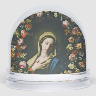 A Flower Garland Surrounding the Virgin Snow Globe