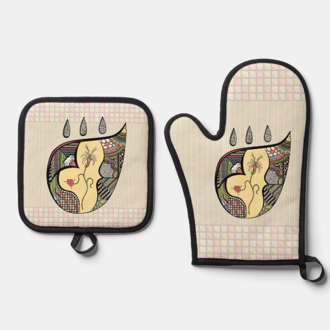 A Flower Within Oven Mitt & Pot Holder Set (Front)