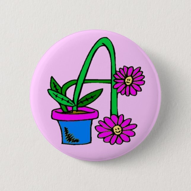 A - Flowers Monogram Button (Front)