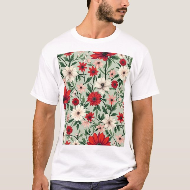 a flowery pattern of bright colors T-Shirt (Front)