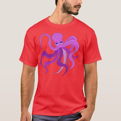 A fluffy octopus swinging tentacles T_Shirt