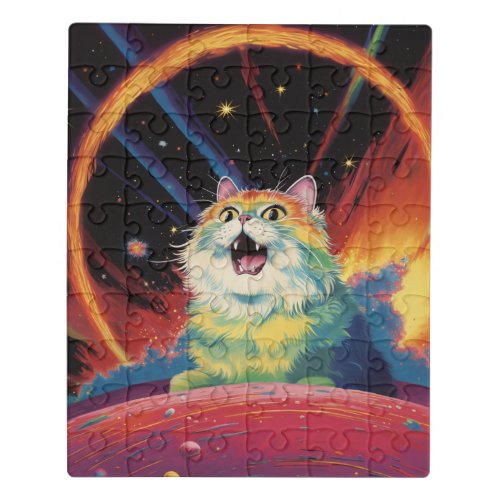 A Fluffy White Cat in Space Jigsaw Puzzle