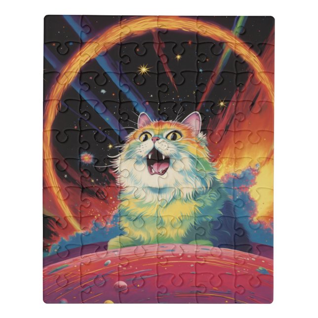 A Fluffy White Cat in Space Jigsaw Puzzle (Puzzle Vertical)