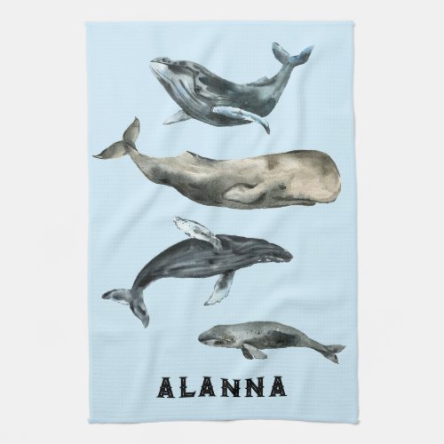 A flurry of whales  kitchen towel