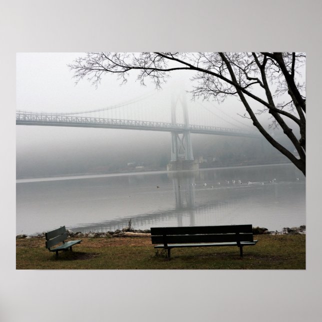 A foggy day around the Mid-Hudson Bridge Poster (Front)