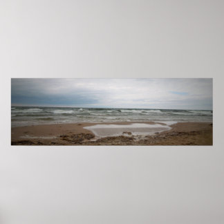 A foggy day at the beach poster