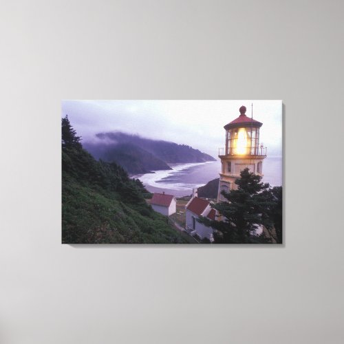 A foggy day on the Oregon coast at the Heceta Canvas Print