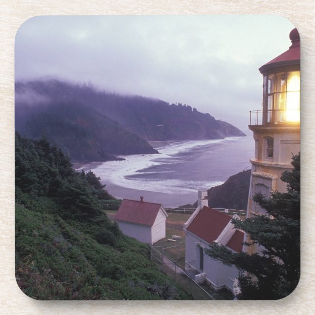 A foggy day on the Oregon coast at the Heceta Drink Coaster (Front)