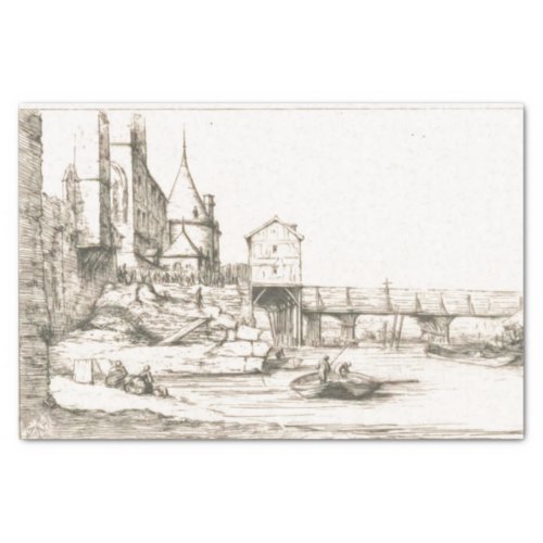 A Footbridge in Paris 1621 Tissue Paper