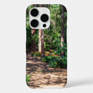 a footpath in the garden with orange flowers iPhone 16 pro case