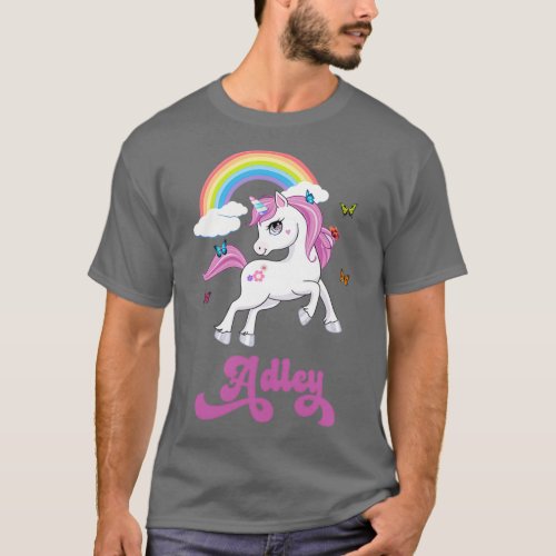 A For Adley Adley Rainbow Unicorn T_Shirt