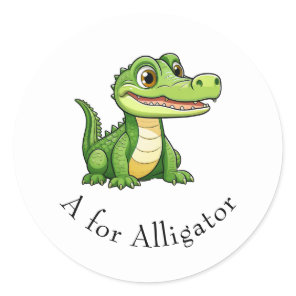 A for Alligator Classic Round Sticker