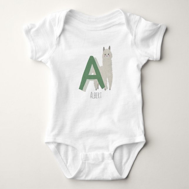 A for Alpaca Baby Bodysuit (Front)