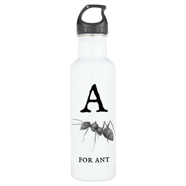 "A" for Ant Stainless Steel Water Bottle (Front)