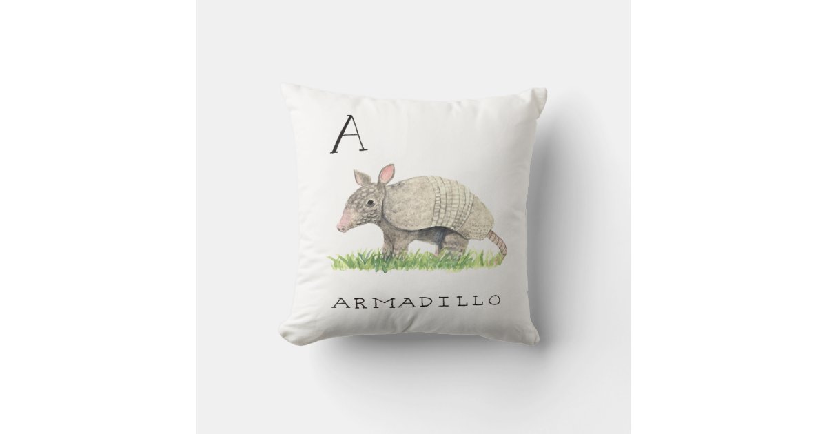 A for Armadillo Pillow Zazzle