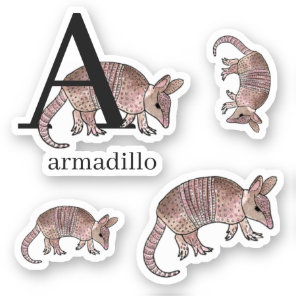 A for Armadillo Stickers