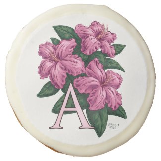 A for Azalea Flower Monogram Art Sugar Cookie
