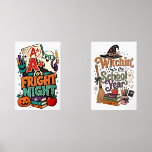 A+ for Fright Night – Spooky School Halloween Wall Art Sets